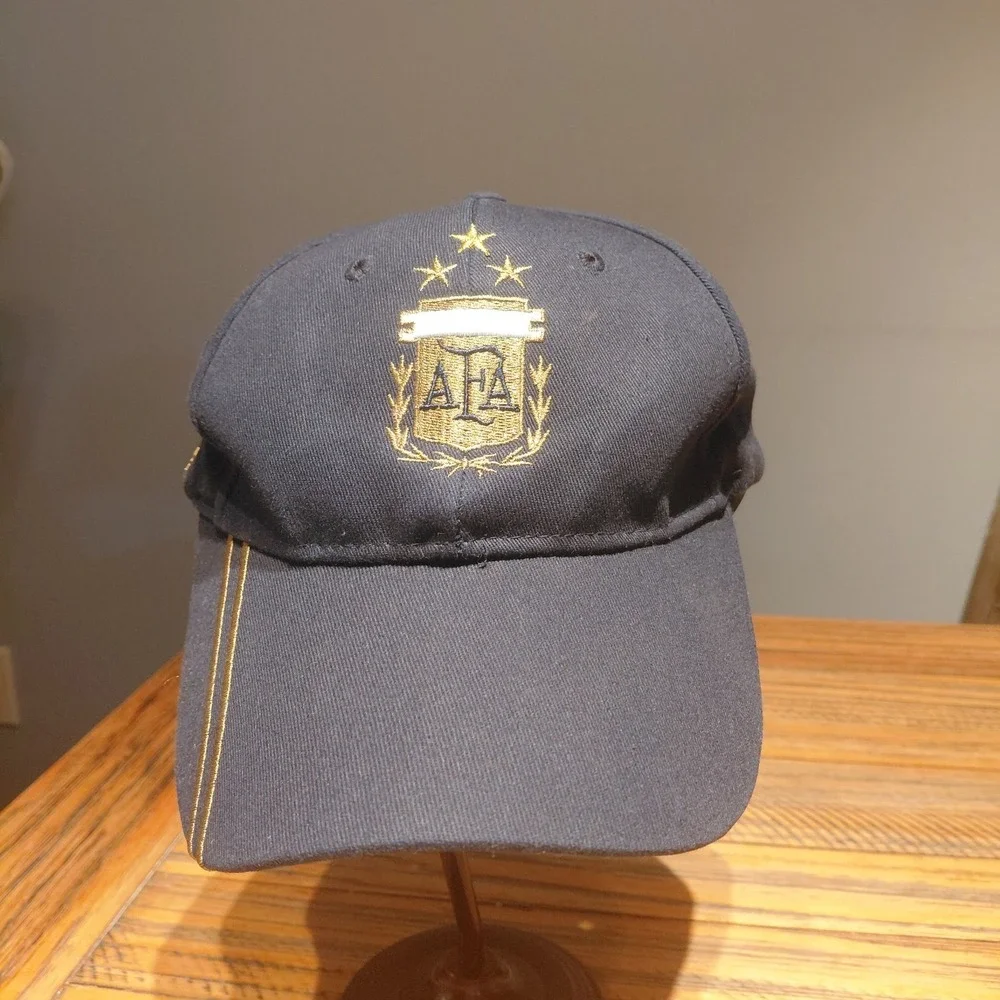Argentina AFA 3 Stars Soccer Hat Cap Adjustable Navy Blue Youth One Size